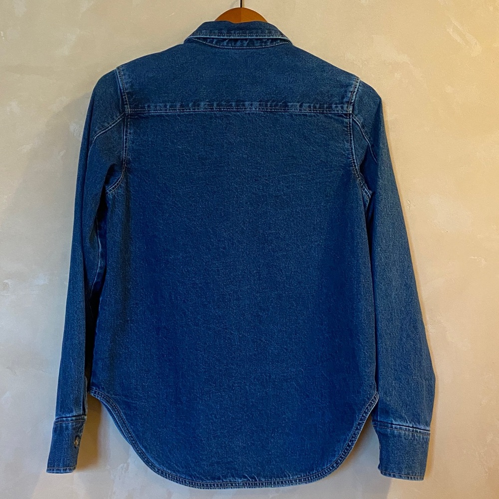 H&M Dark Blue Denim Long Sleeve Shirt Size: XS - Picture 2 of 6